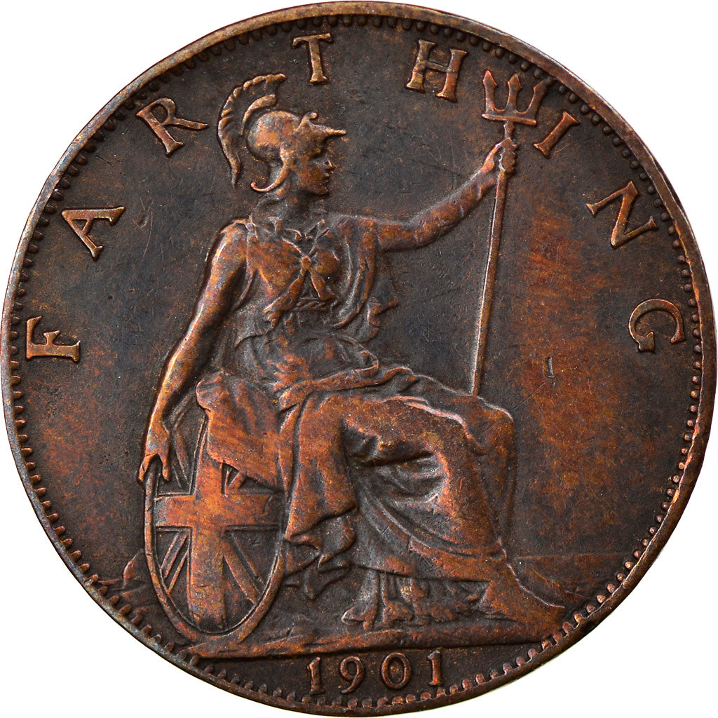 Coin, Great Britain, Victoria, Farthing, 1901, EF(40-45), Bronze, KM:788.2
