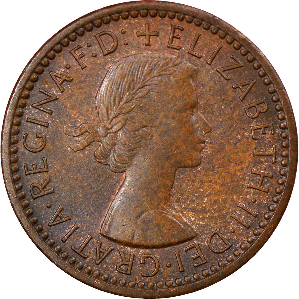 Coin, Great Britain, Elizabeth II, Farthing, 1954, EF(40-45), Bronze, KM:895