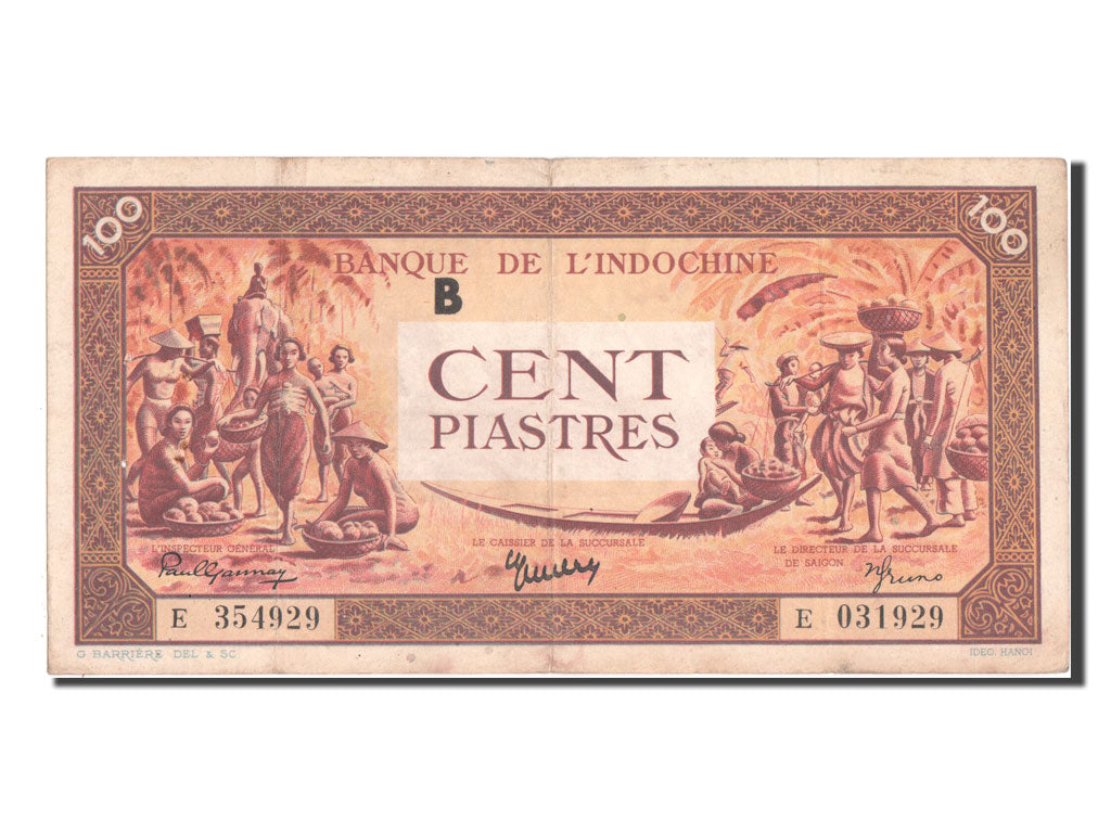 Indochine, 100 Piastres type 1942-45, lettre B