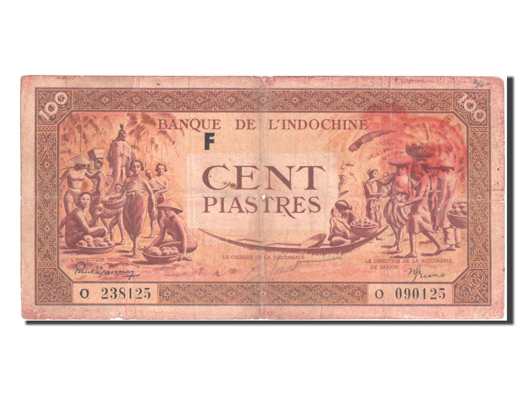 Indochine, 100 Piastres type 1942-45, lettre F