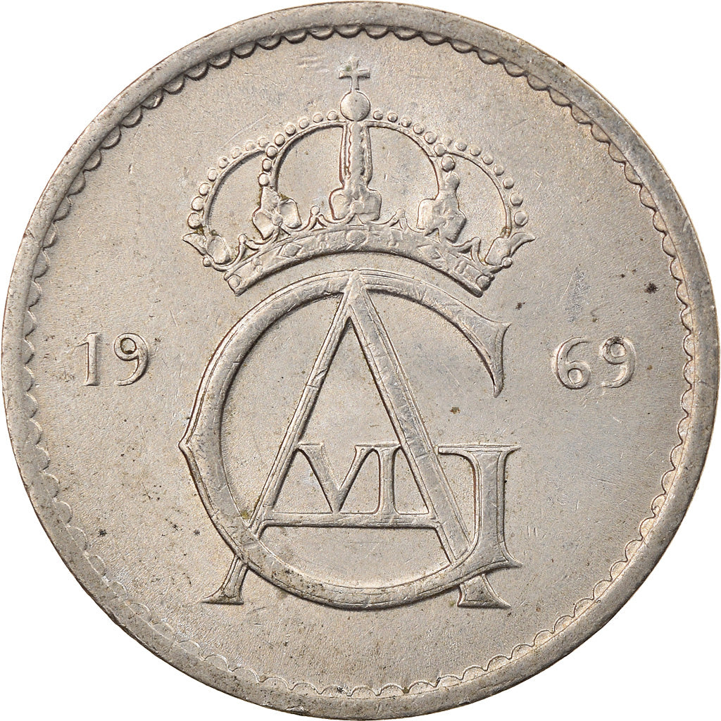 Münze, Schweden, Gustaf VI, 50 Öre, 1969, SS, Copper-nickel, KM:837