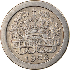 Moneda, Países Bajos, Wilhelmina I, 5 Cents, 1908, MBC, Cobre - níquel, KM:137