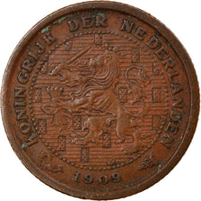 Moneda, Países Bajos, Wilhelmina I, 1/2 Cent, 1909, MBC, Bronce, KM:138