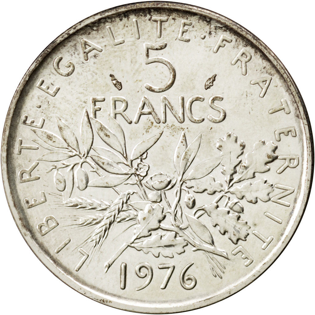 Munten, Frankrijk, 5 Francs, 1976, PR, Zilver, KM:P558, Gadoury:154.P2