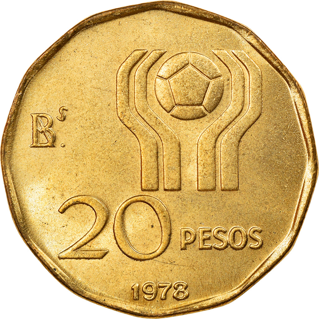 Moeda, Argentina, 20 Pesos, 1978, AU(55-58), Alumínio-Bronze, KM:75