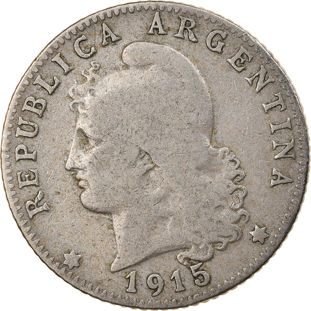 Coin, Argentina, 20 Centavos, 1915, EF(40-45), Copper-nickel, KM:36