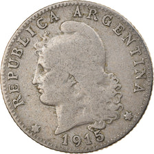 Coin, Argentina, 20 Centavos, 1915, EF(40-45), Copper-nickel, KM:36