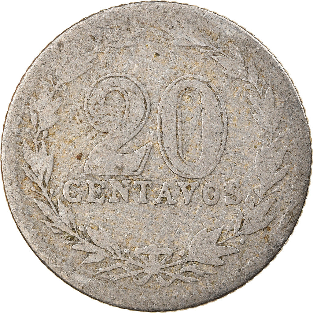 Moneta, Argentina, 20 Centavos, 1896, VF(20-25), Miedź-Nikiel, KM:36