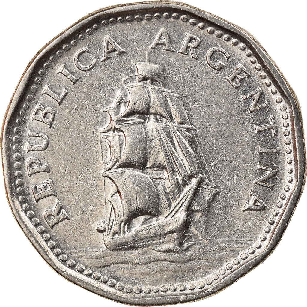 Coin, Argentina, 5 Pesos, 1963, EF(40-45), Nickel Clad Steel, KM:59