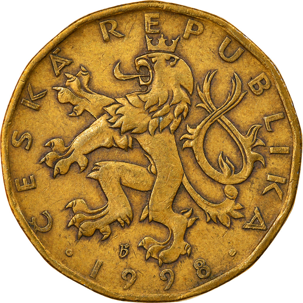Münze, Tschechische Republik, 20 Korun, 1998, SS, Brass plated steel, KM:5