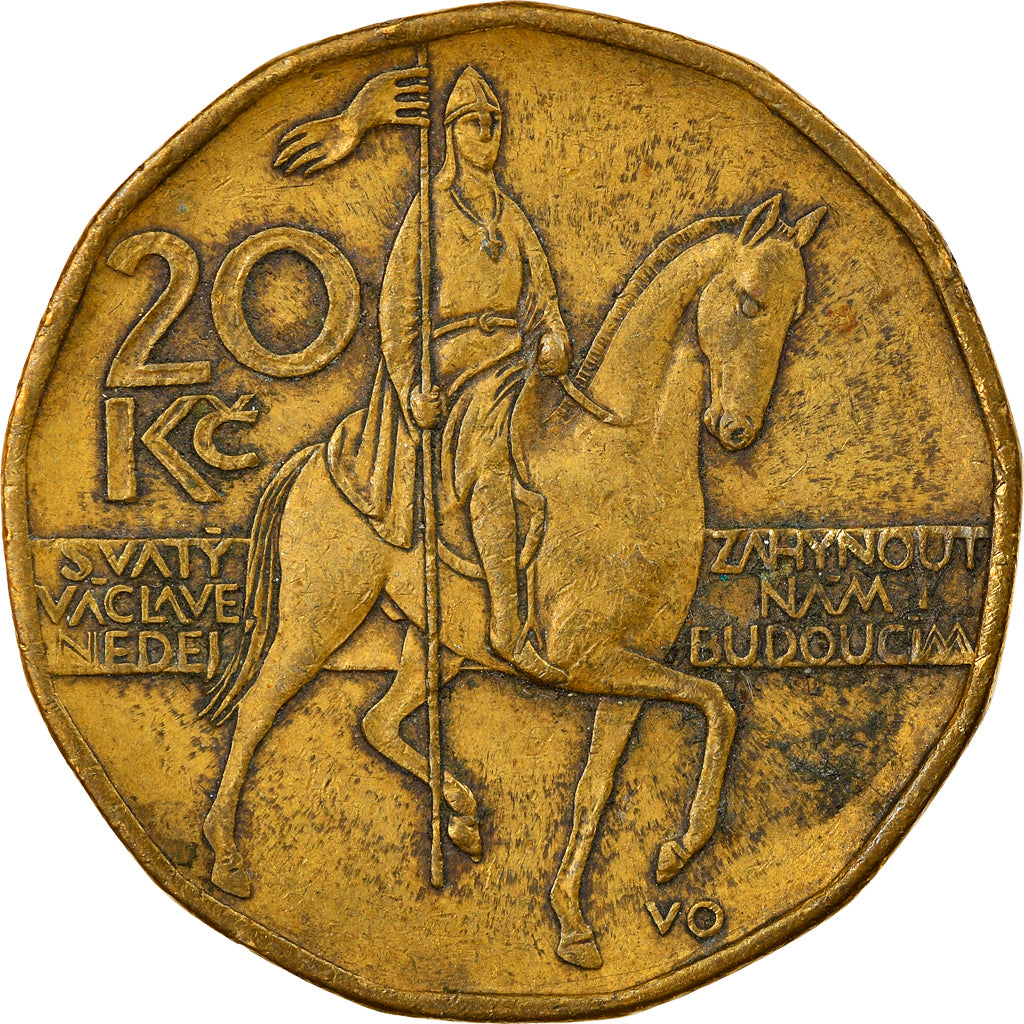 Münze, Tschechische Republik, 20 Korun, 1998, SS, Brass plated steel, KM:5