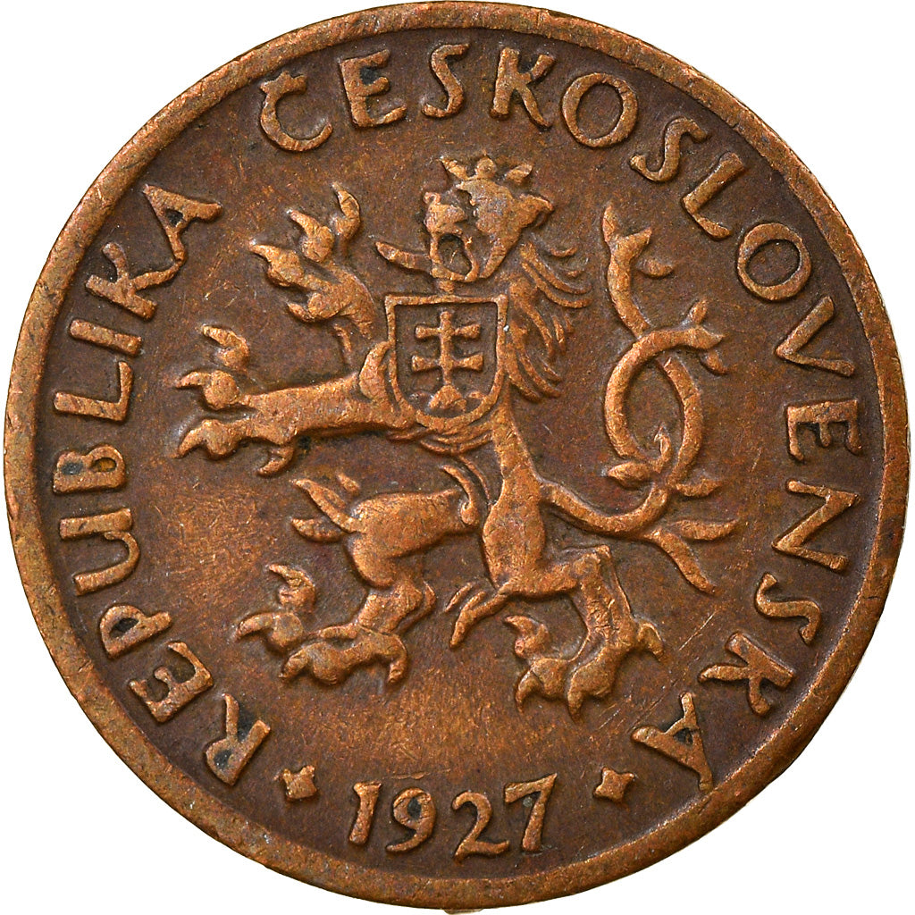 Coin, Czechoslovakia, 5 Haleru, 1927, EF(40-45), Bronze, KM:6