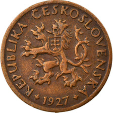 Coin, Czechoslovakia, 5 Haleru, 1927, EF(40-45), Bronze, KM:6