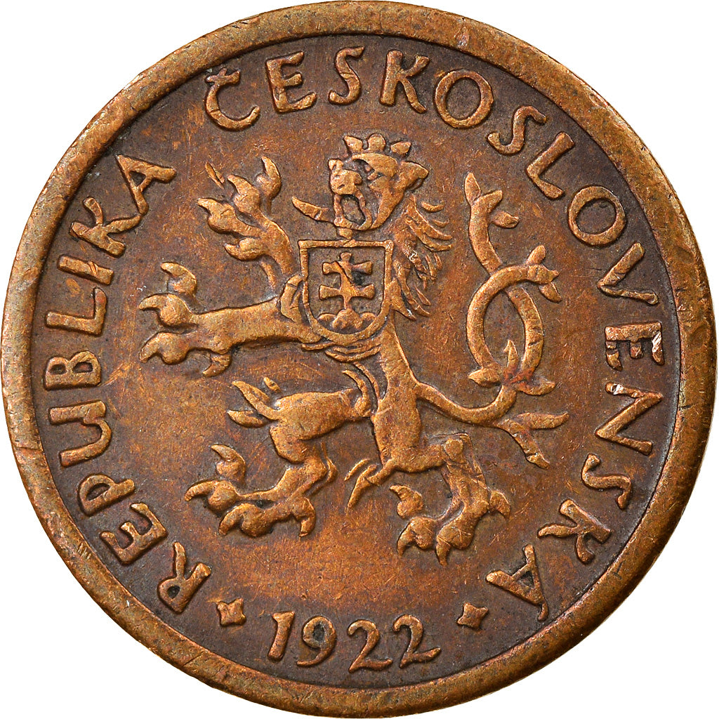 Moneta, Czechosłowacja, 10 Haleru, 1922, EF(40-45), Bronze, KM:3