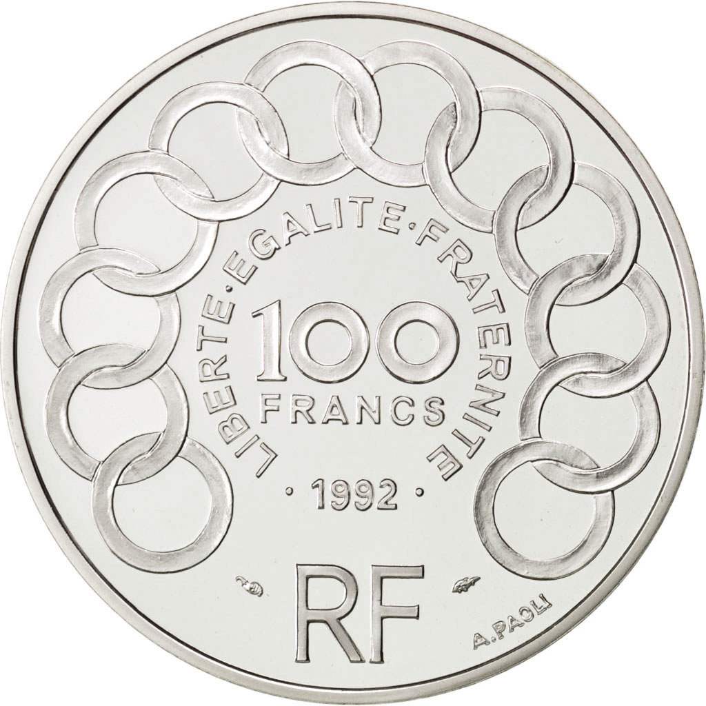 FRANCE, 100 Francs-15 Ecus, 1992, KM #1012, MS(65-70), Silver, 22.20