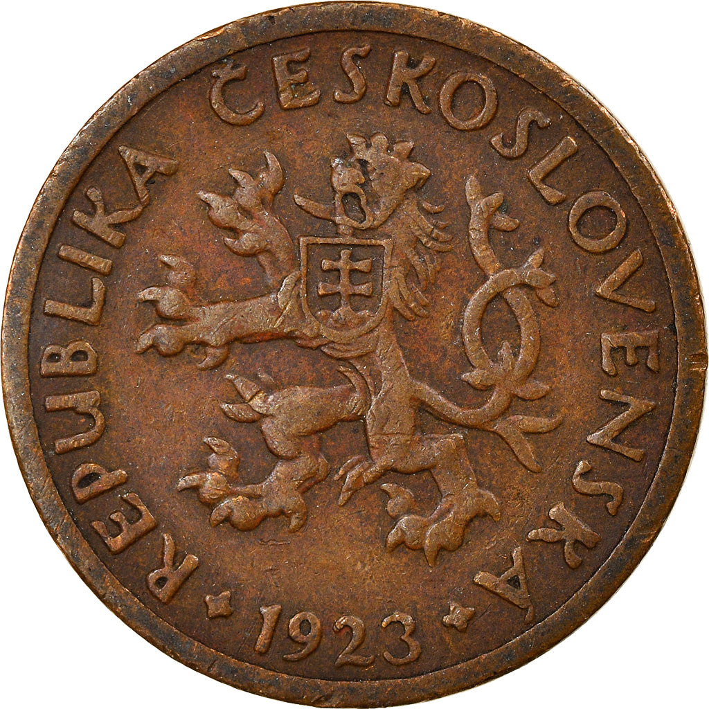 Coin, Czechoslovakia, 10 Haleru, 1923, EF(40-45), Bronze, KM:3