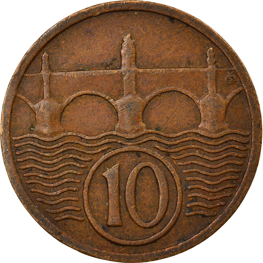 Coin, Czechoslovakia, 10 Haleru, 1923, EF(40-45), Bronze, KM:3