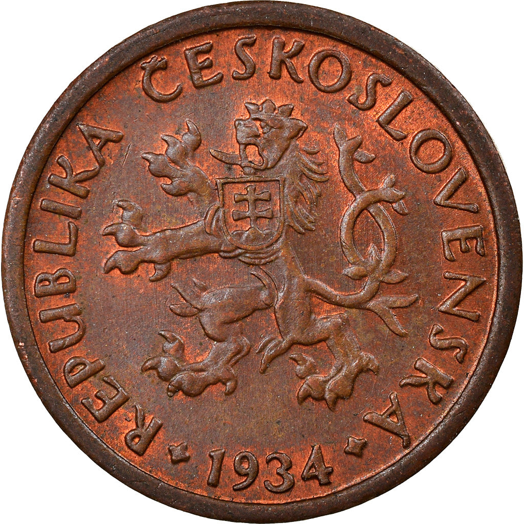 Coin, Czechoslovakia, 10 Haleru, 1934, EF(40-45), Bronze, KM:3