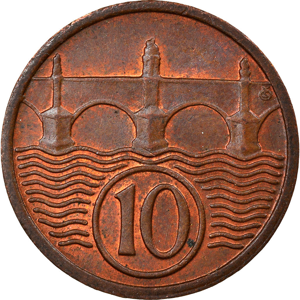 Coin, Czechoslovakia, 10 Haleru, 1934, EF(40-45), Bronze, KM:3