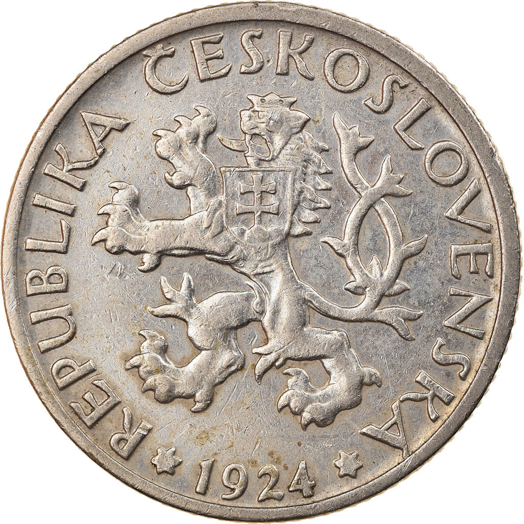 Coin, Czechoslovakia, Koruna, 1924, EF(40-45), Copper-nickel, KM:4