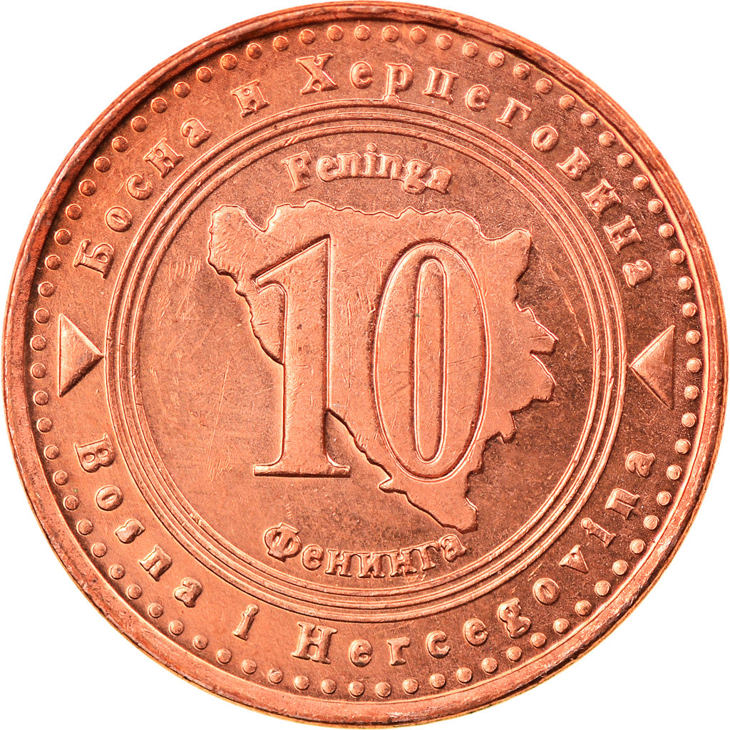 Moneta, Bosnia - Erzegovina, 10 Feninga, 1998, BB, Acciaio placcato rame, KM:115
