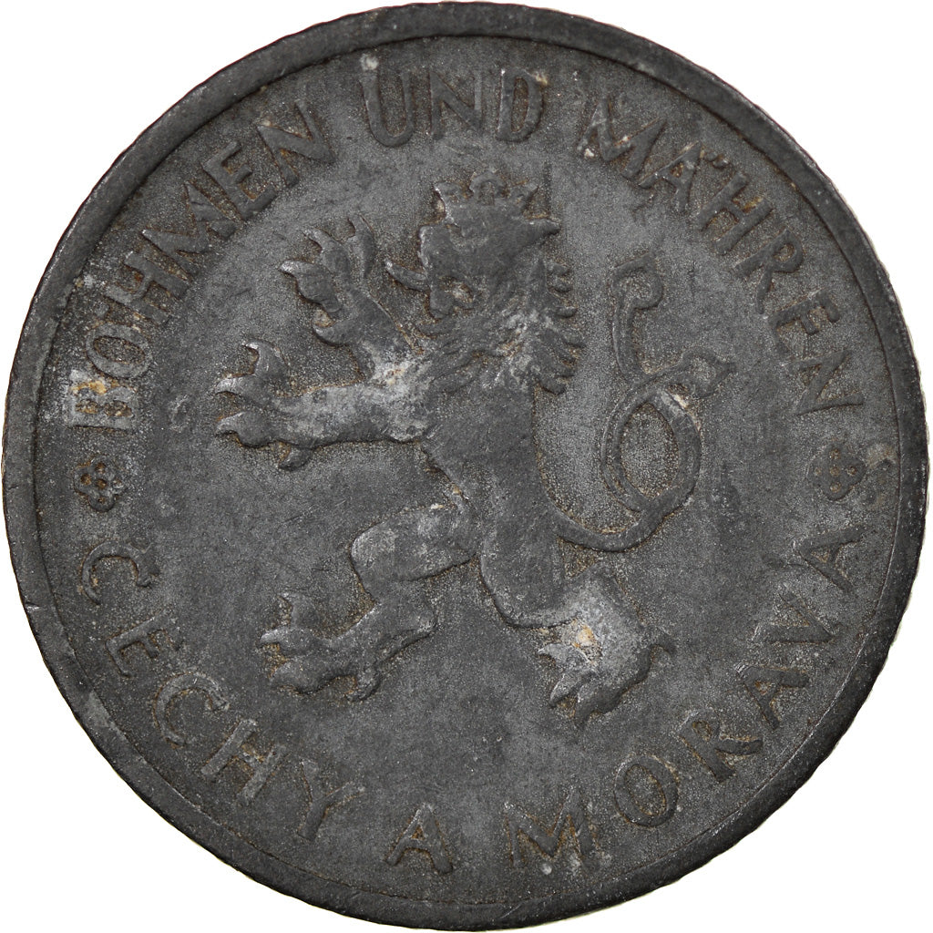 Münze, BOHEMIA & MORAVIA, Koruna, 1942, S+, Zinc, KM:4