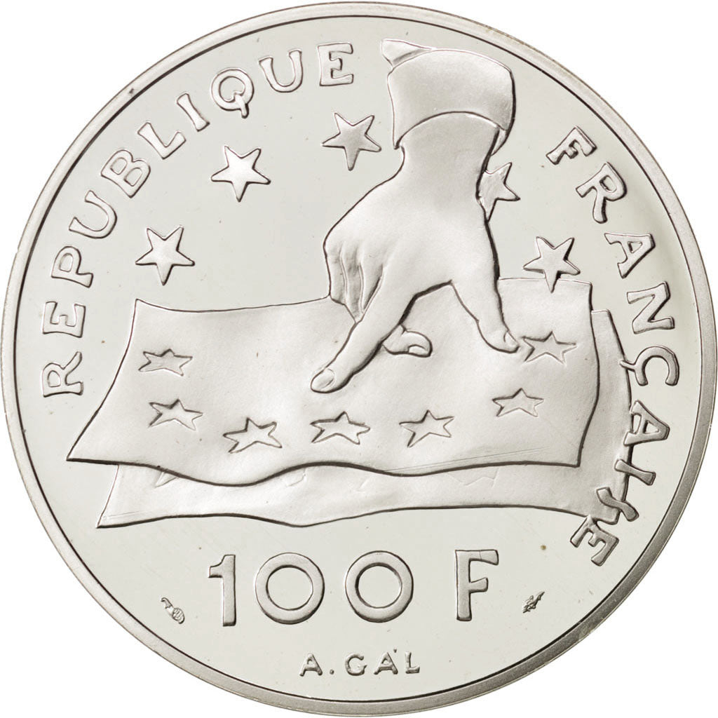 FRANCE, 100 Francs, 1991, KM #1002, MS(65-70), Silver, 22.20