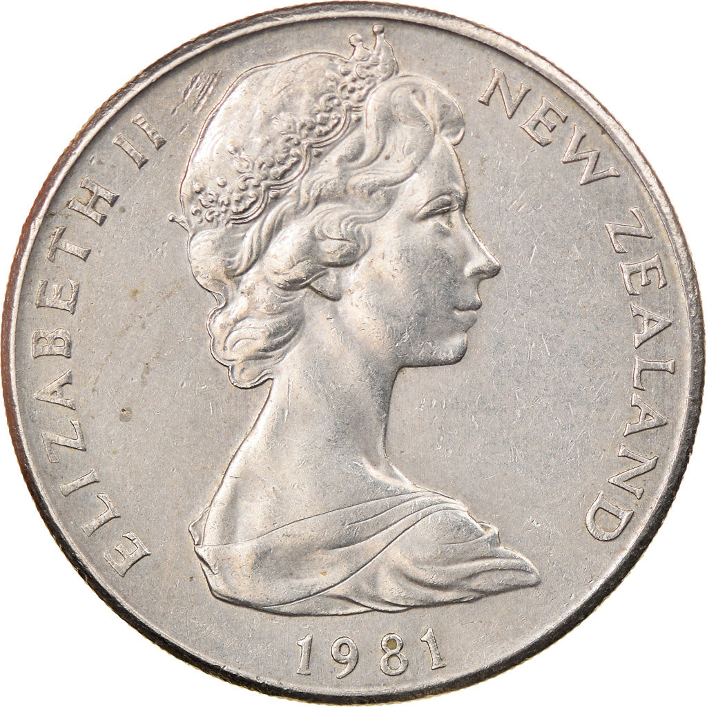 Moneta, Nowa Zelandia, Elizabeth II, 20 Cents, 1981, EF(40-45), Miedź-Nikiel