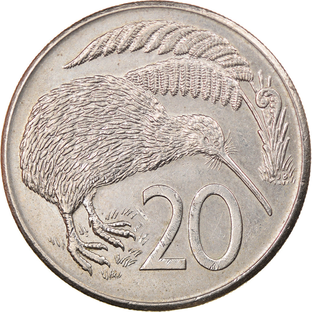 Moneta, Nowa Zelandia, Elizabeth II, 20 Cents, 1981, EF(40-45), Miedź-Nikiel