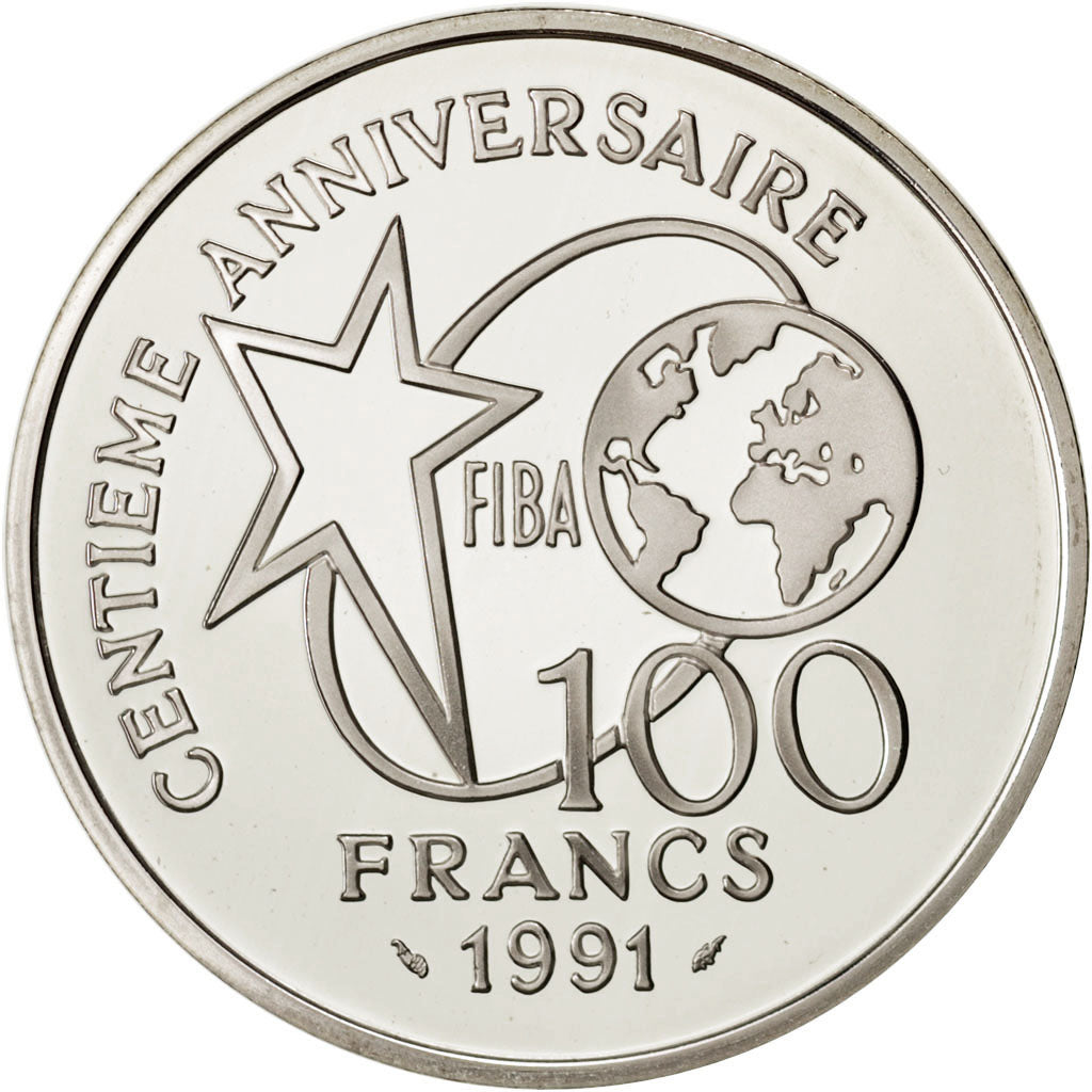 Vème République, 100 Francs Basketball, Le dribble, 1991, KM 991