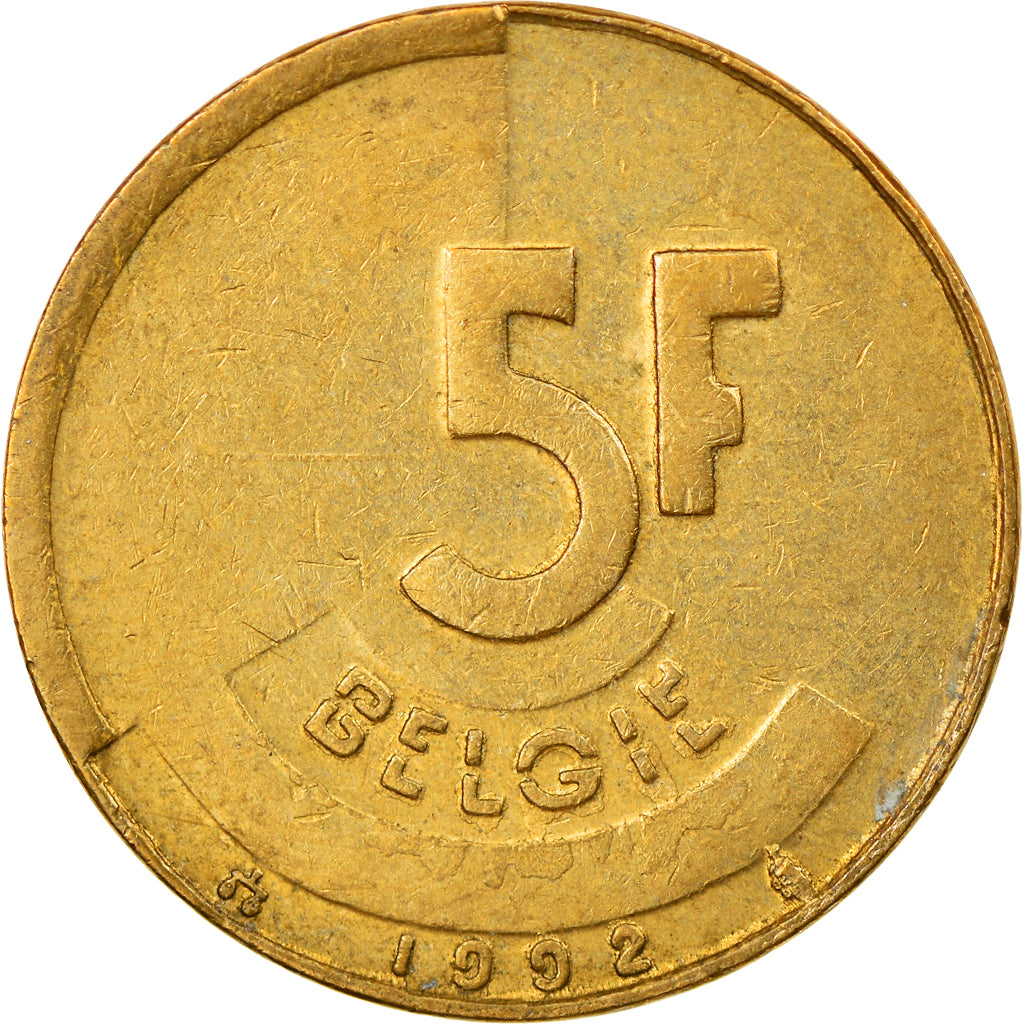 Münze, Belgien, 5 Francs, 5 Frank, 1992, SS, Brass Or Aluminum-Bronze, KM:164