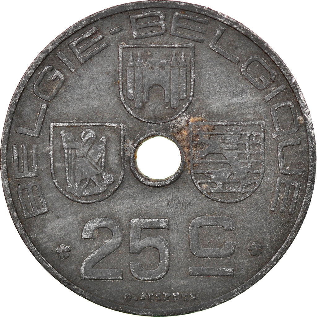 Moneda, Bélgica, 25 Centimes, 1945, MBC, Cinc, KM:132