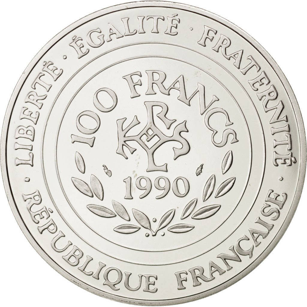 FRANCE, 100 Francs-15 Ecus, 1990, KM #989, MS(65-70), Silver, 22.20