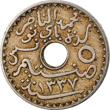 Coin, Tunisia, Muhammad al-Nasir Bey, 5 Centimes, 1918, Paris, EF(40-45)