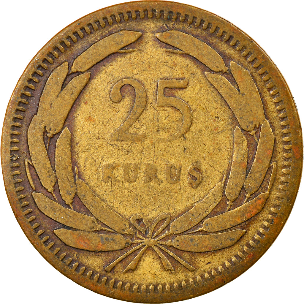 Münze, Türkei, 25 Kurus, 1955, S+, Messing, KM:886