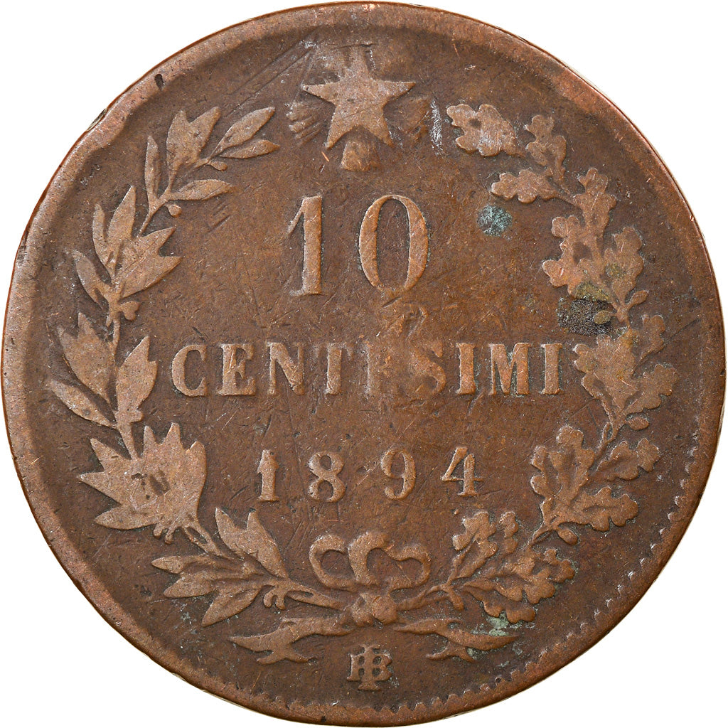 Münze, Italien, Umberto I, 10 Centesimi, 1894, Birmingham, SGE, Kupfer, KM:27.1
