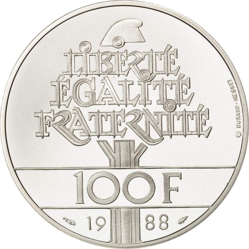 Coin, France, 100 Francs, 1988, MS(65-70), Silver, KM:966a