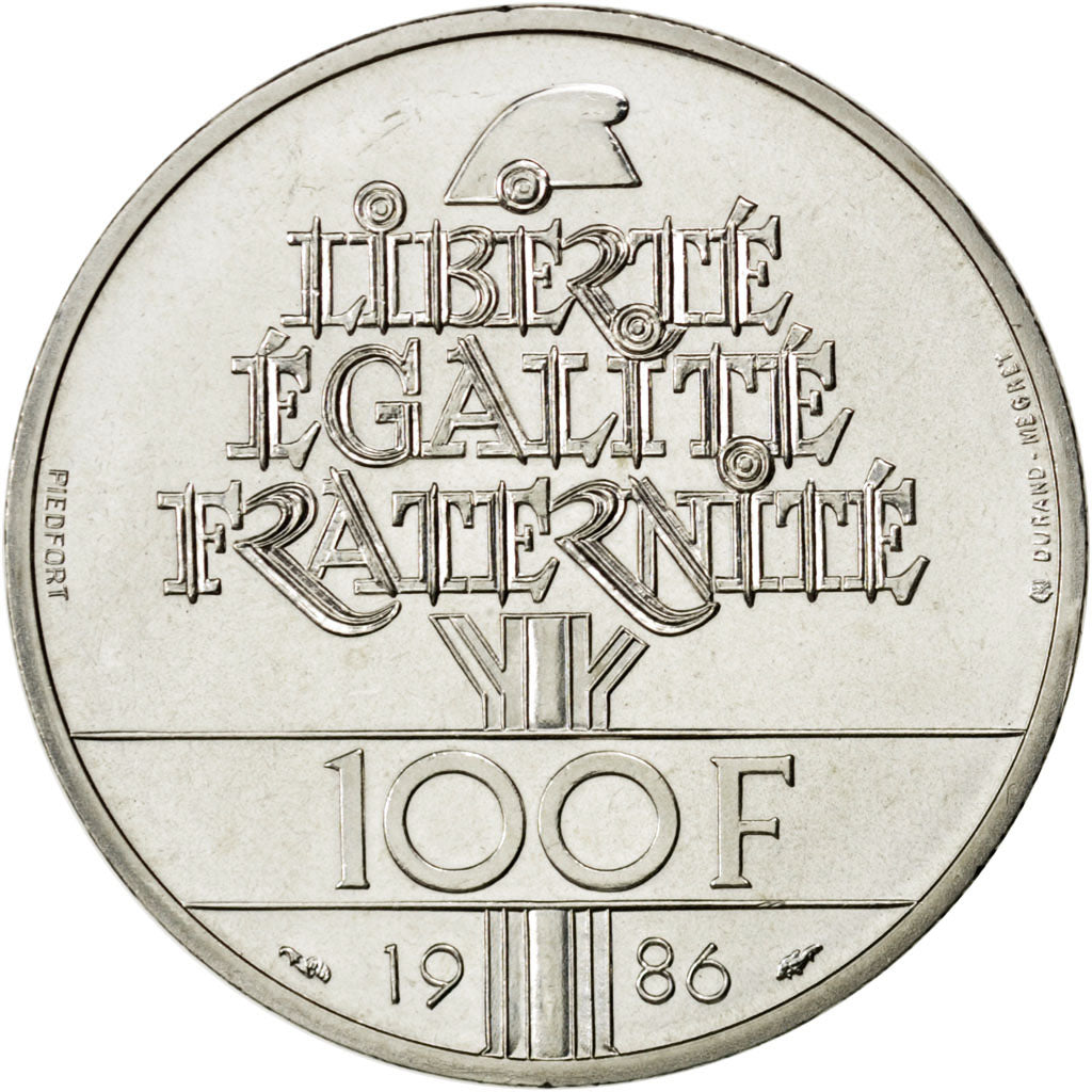 FRANCE, 100 Francs, 1986, KM #P972, MS(65-70), Silver, Gadoury #235.P1, 30.00