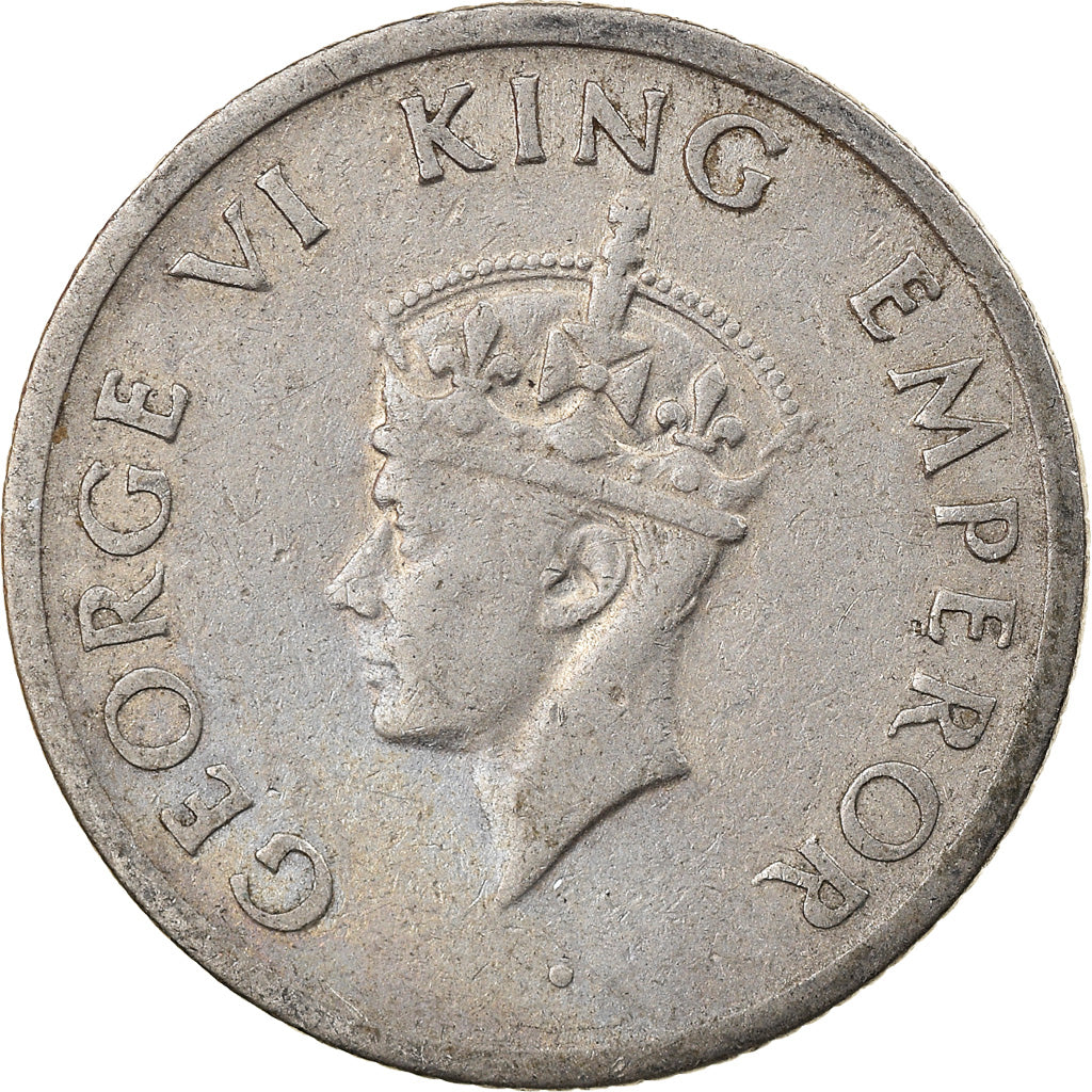 Coin, INDIA-BRITISH, George VI, 1/4 Rupee, 1947, EF(40-45), Nickel, KM:548
