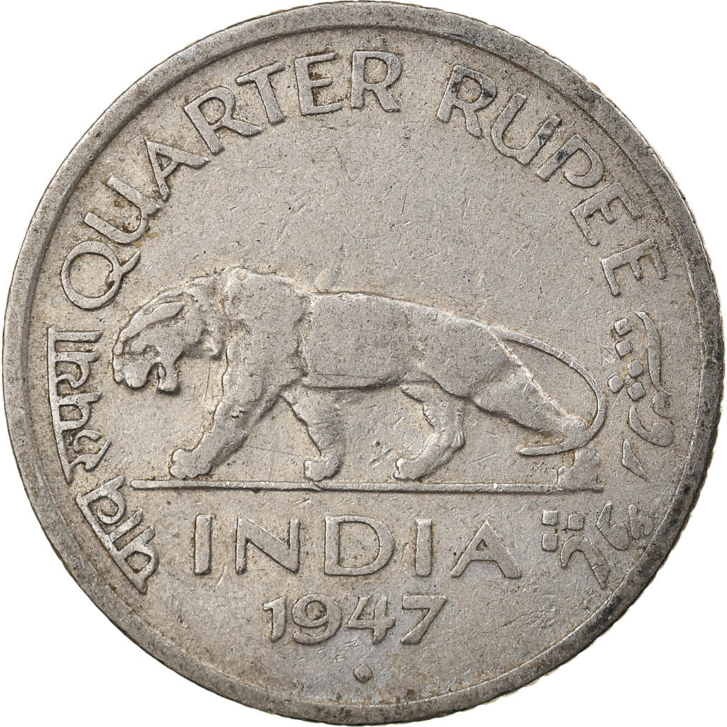 Coin, INDIA-BRITISH, George VI, 1/4 Rupee, 1947, EF(40-45), Nickel, KM:548