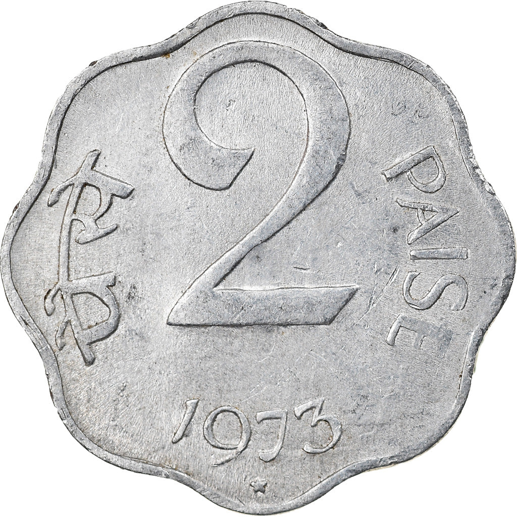 Coin, INDIA-REPUBLIC, 2 Paise, 1973, EF(40-45), Aluminum, KM:13.6