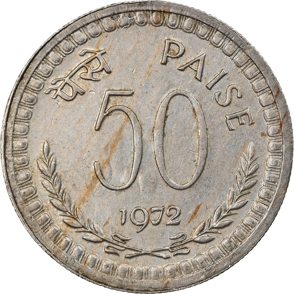Coin, INDIA-REPUBLIC, 50 Paise, 1972, EF(40-45), Copper-nickel, KM:61