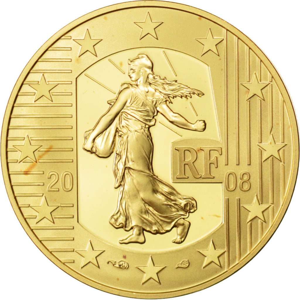 France, 10 Euro, 2008, MS(65-70), Gold, 8.45