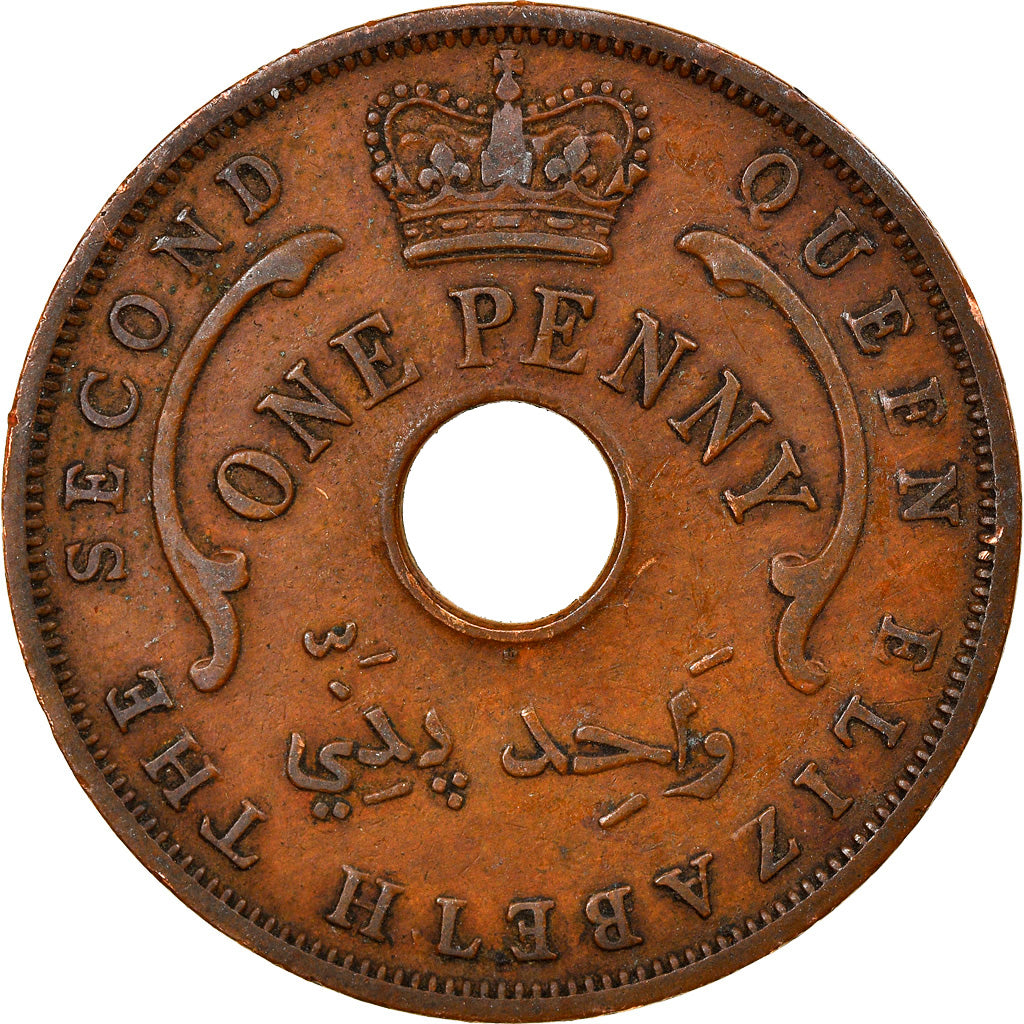 Coin, BRITISH WEST AFRICA, Elizabeth II, Penny, 1956, EF(40-45), Bronze, KM:33