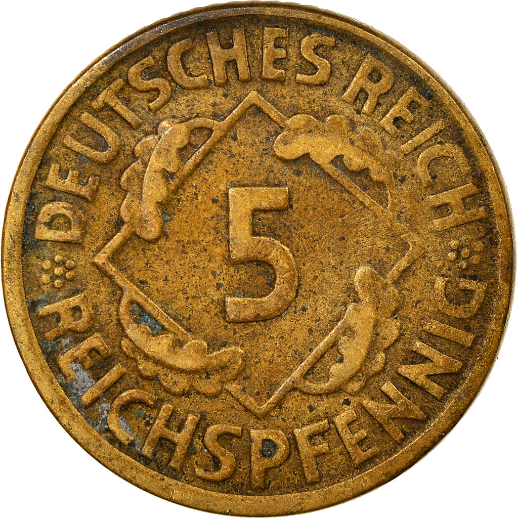 Munten, Duitsland, Weimarrepubliek, 5 Reichspfennig, 1925, Hambourg, ZF