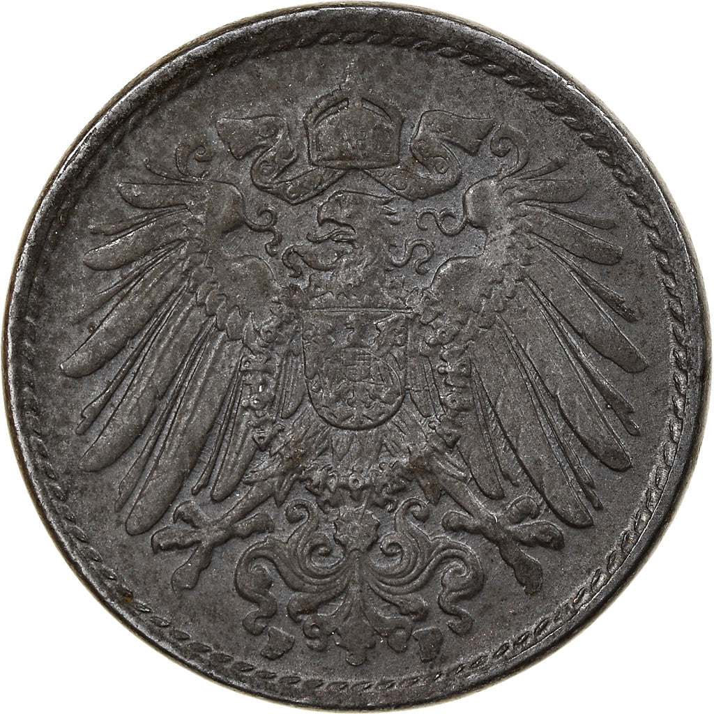 Moneda, ALEMANIA - IMPERIO, 5 Pfennig, 1919, Munich, BC+, Hierro, KM:19