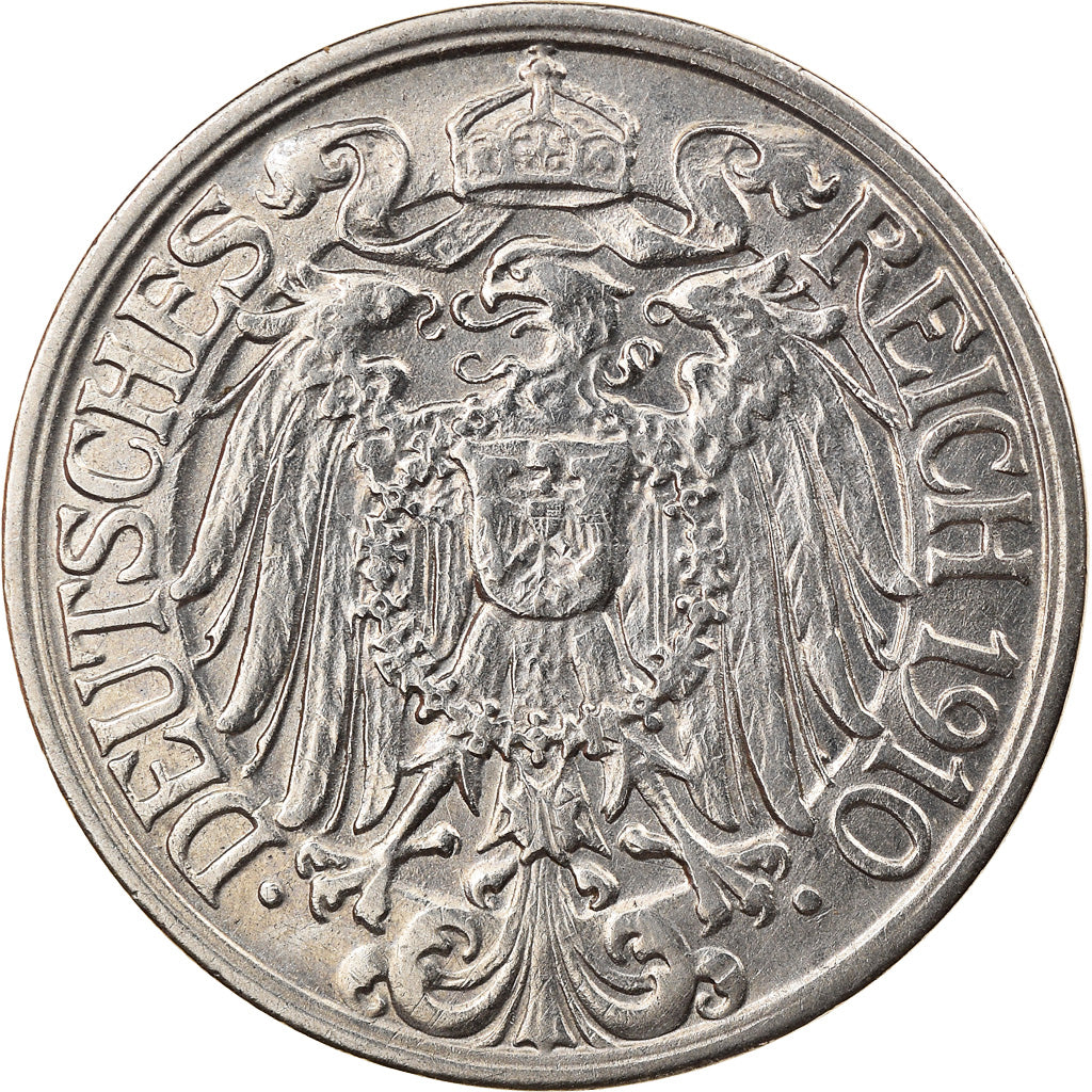 Coin, GERMANY - EMPIRE, Wilhelm II, 25 Pfennig, 1910, Berlin, AU(55-58), Nickel