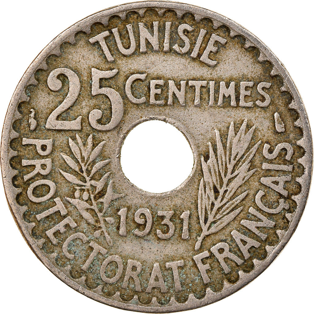 Moneta, Tunisia, Ahmad Pasha Bey, 25 Centimes, 1931, Paris, EF(40-45)
