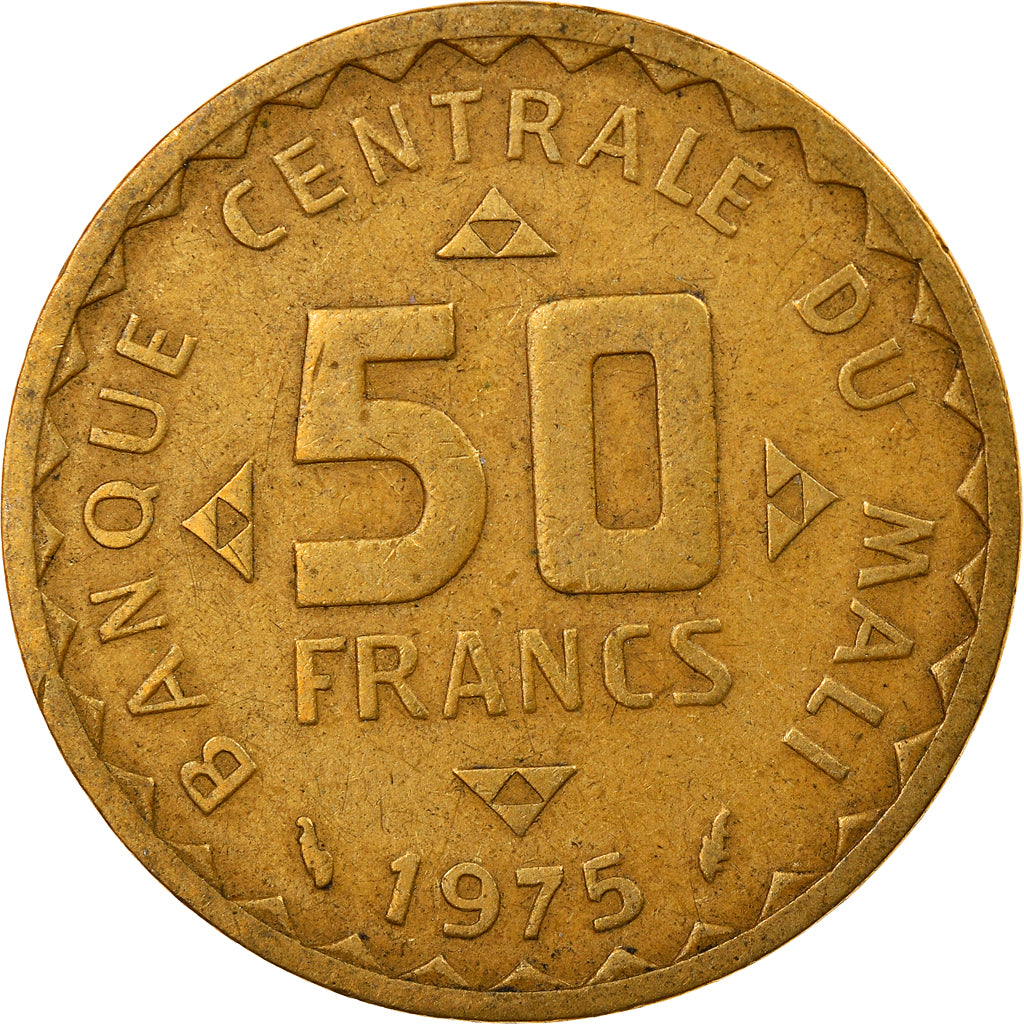 Coin, Mali, 50 Francs, 1975, Paris, EF(40-45), Nickel-brass, KM:9