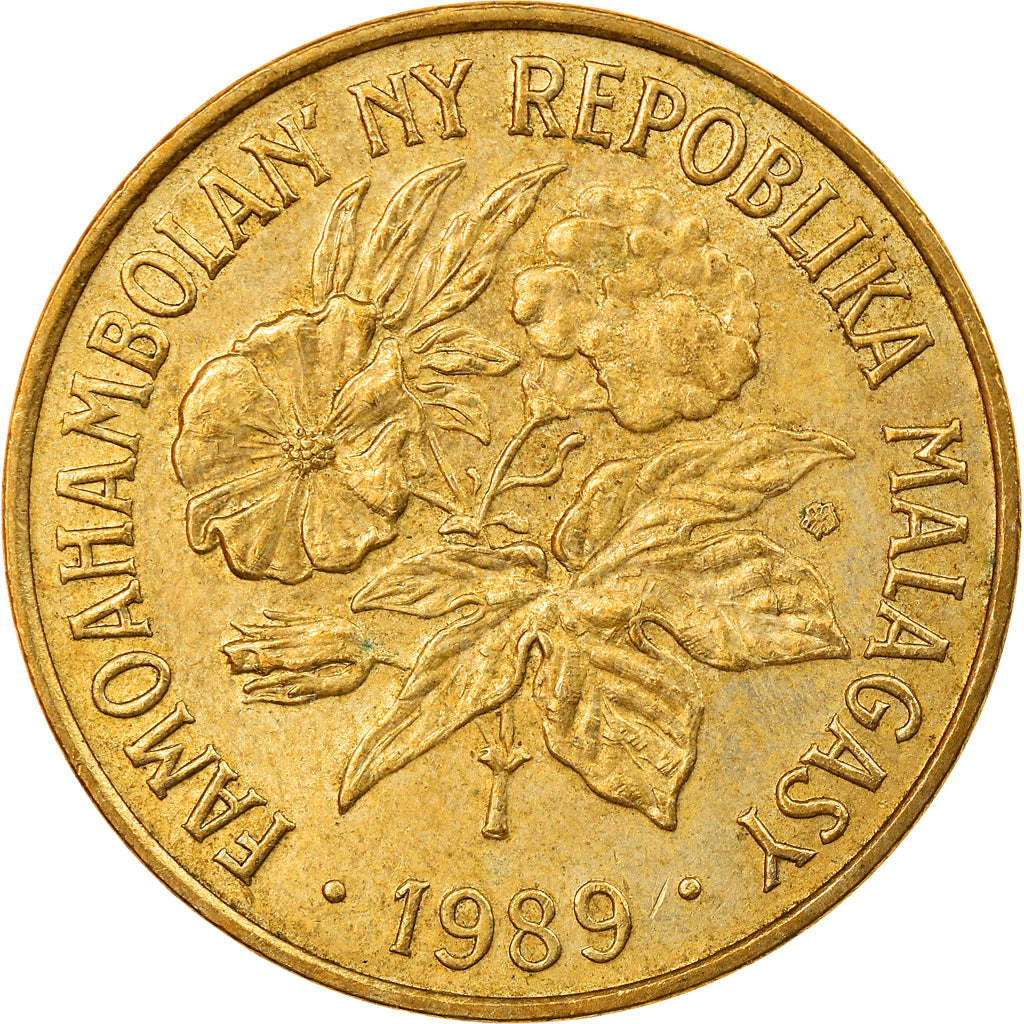 Coin, Madagascar, 20 Francs, 4 Ariary, 1989, Paris, EF(40-45), Aluminum-Bronze